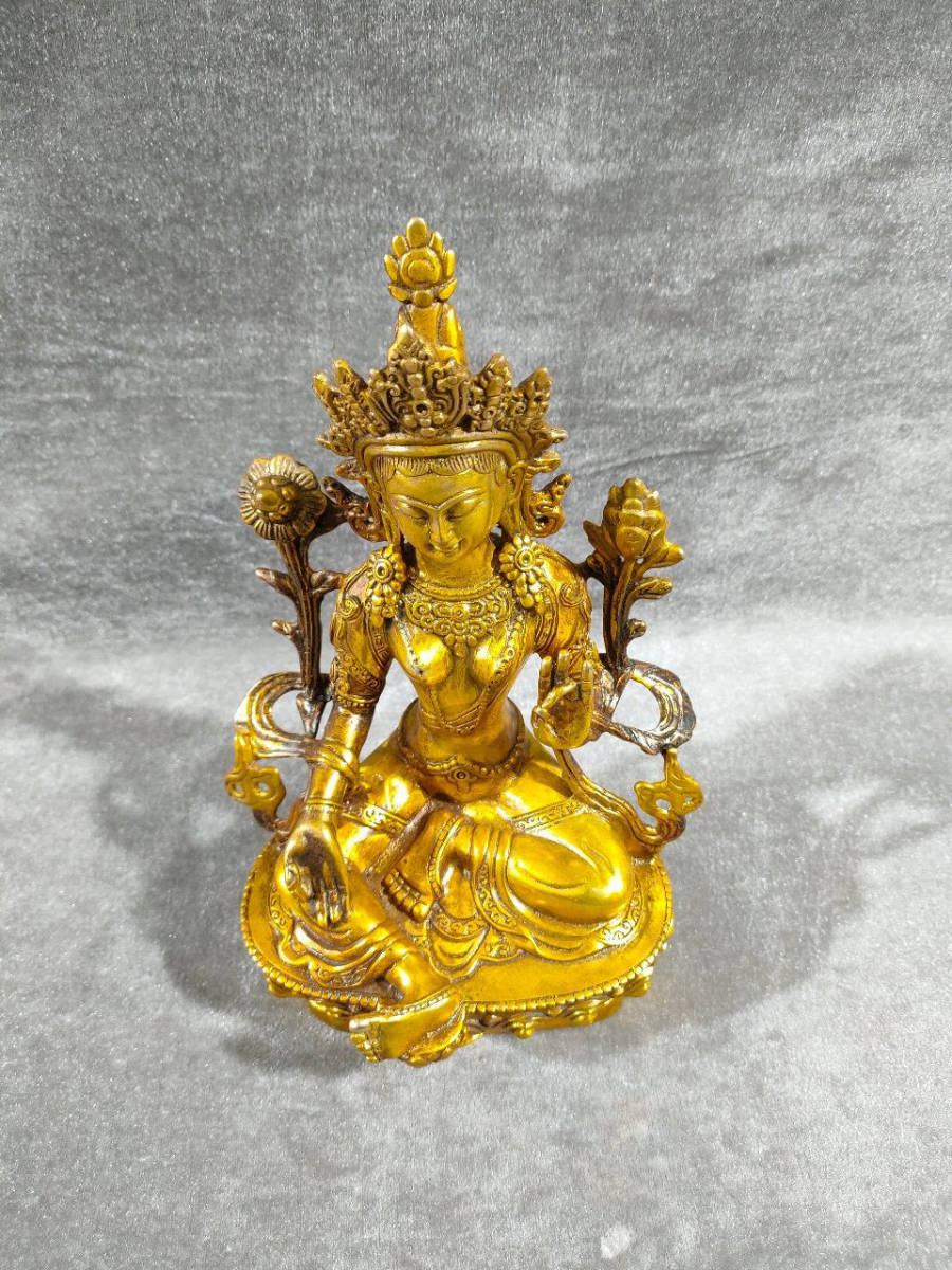 旧家珍蔵品・銅製・金鍍・透空作・地藏王菩薩仏像』極細工・置物・古賞