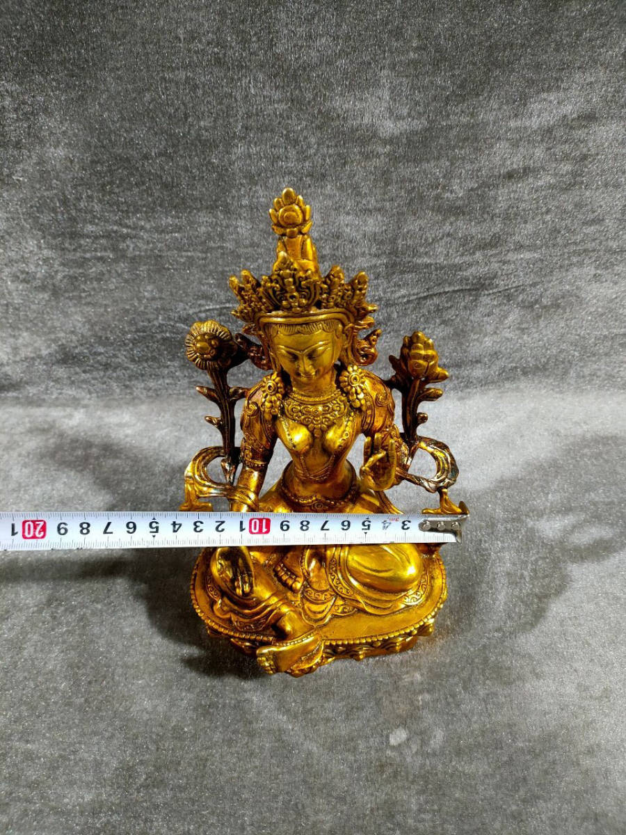 旧家珍蔵品・銅製・金鍍・透空作・地藏王菩薩仏像』極細工・置物・古賞