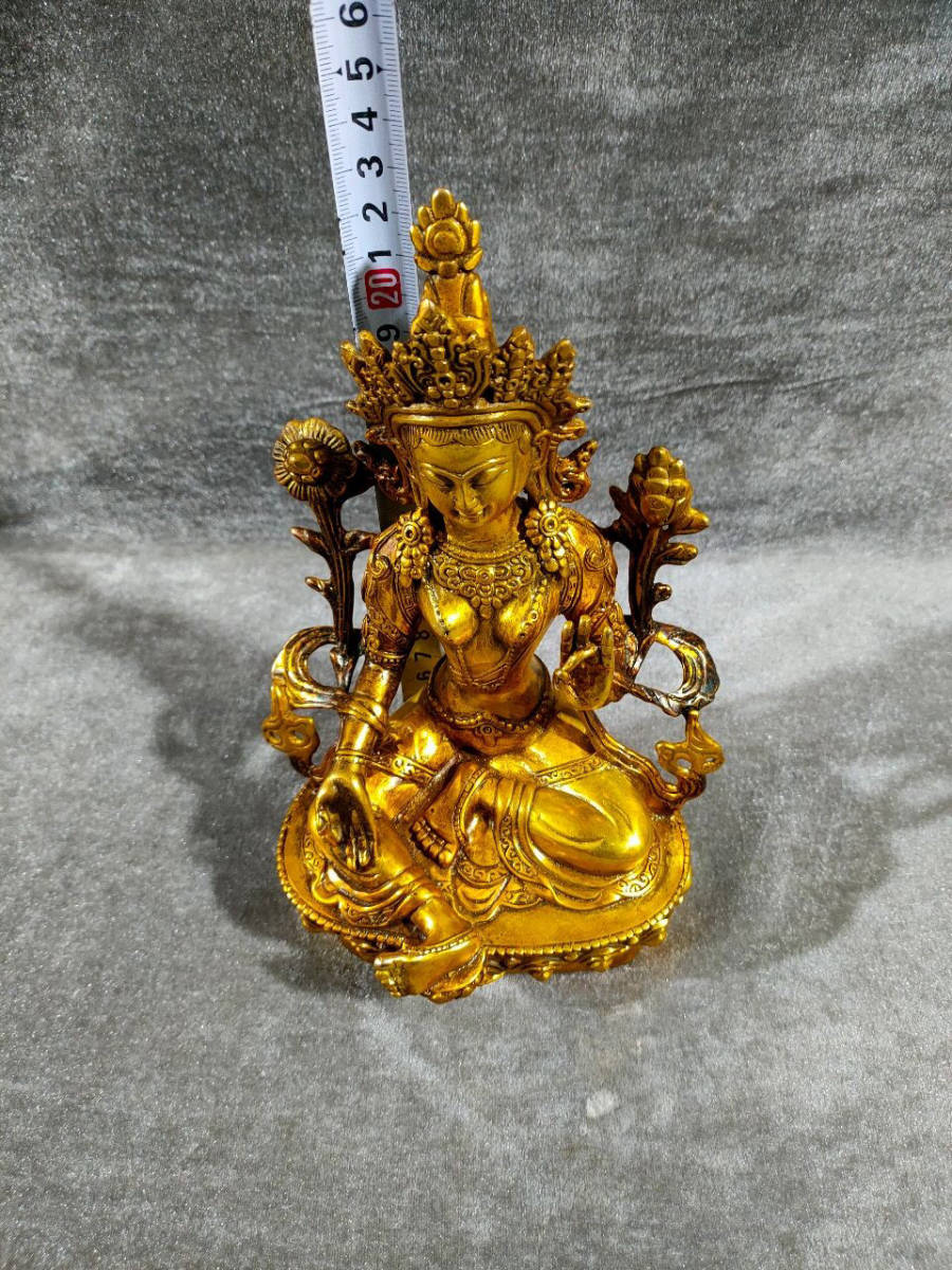 中国美術品　極細工　塗金宝石嵌黄金馬車　骨董　珍蔵品 旧家珍蔵品・銅製・金鍍・透空作・地藏王菩薩仏像』極細工・置物・古賞