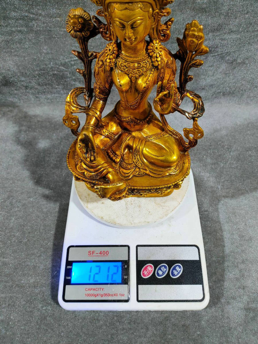 旧家珍蔵品・銅製・金鍍・透空作・地藏王菩薩仏像』極細工・置物・古賞