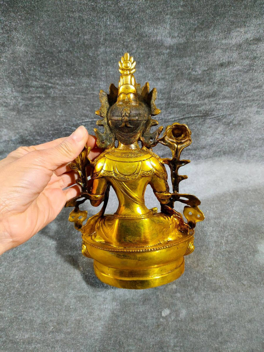 旧家珍蔵品・銅製・金鍍・透空作・地藏王菩薩仏像』極細工・置物・古賞