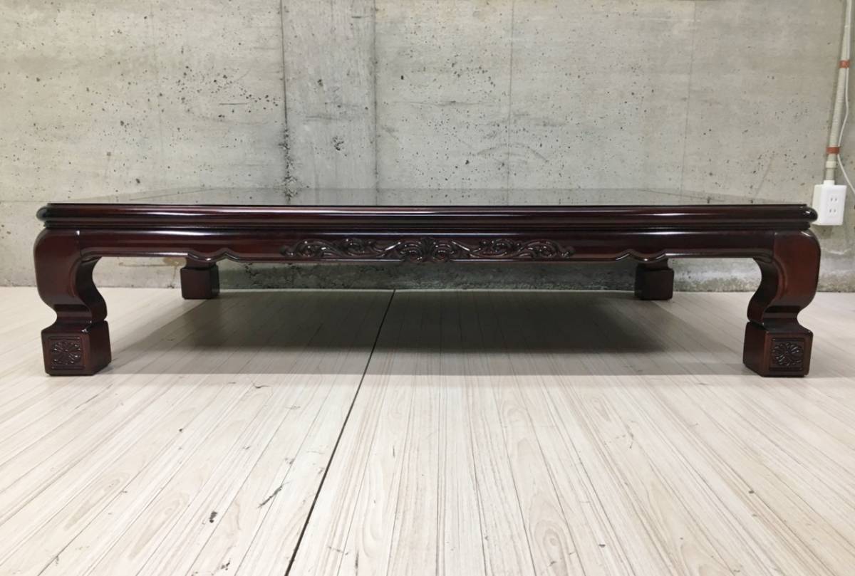 黒い木製長方形座卓 ちゃぶ台 低テーブル 座卓 昭和レトロ