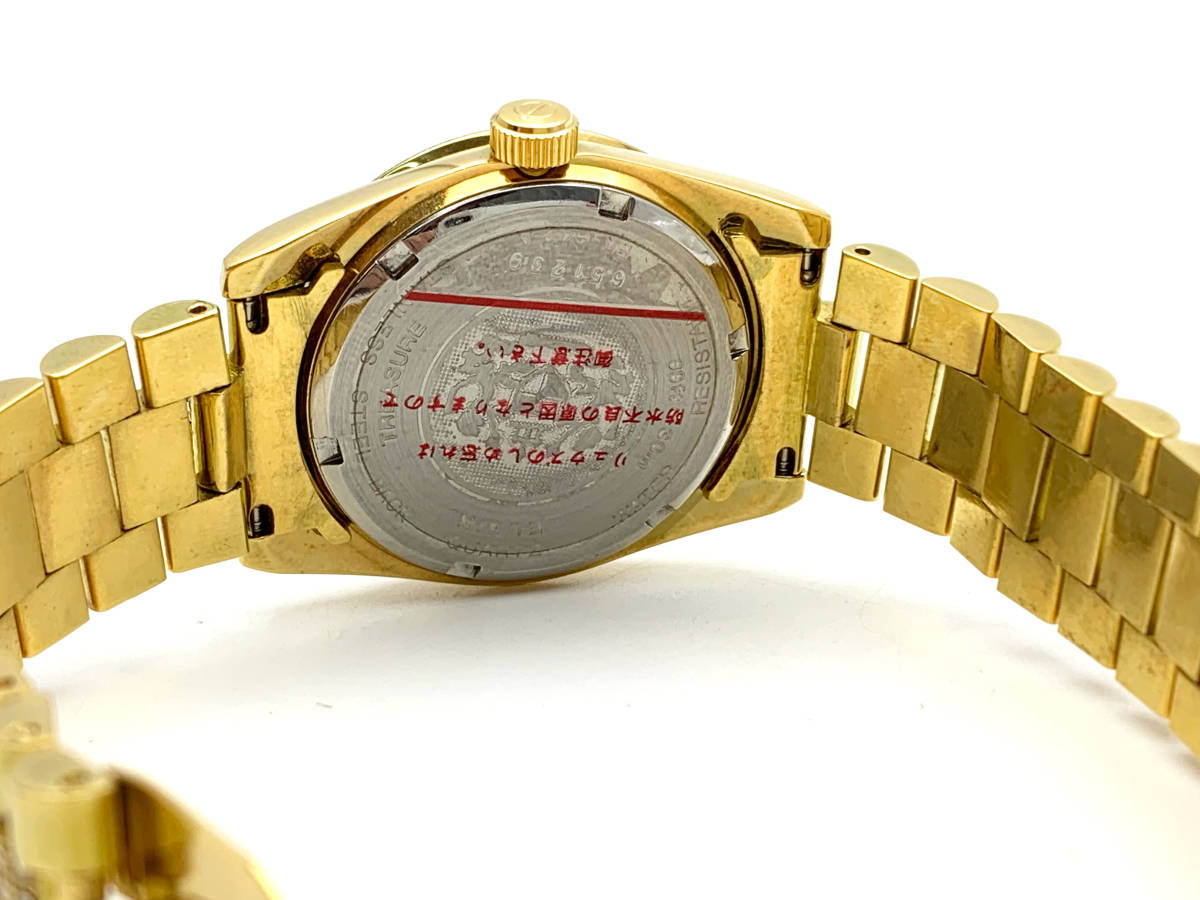 ☆稼働 エルジン ELGIN メンズ腕時計 FK-642-A ラインストーン デイト 