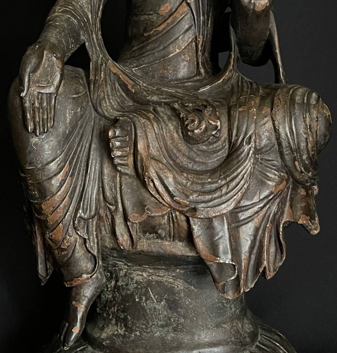 大型 木彫 観音菩薩像 約90cm 一木造 仏像 仏教美術 希少 迫力 超特大