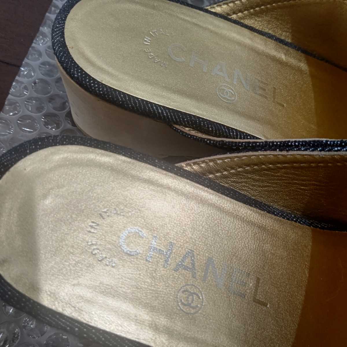 美品】CHANEL☆シャネル☆デニム☆サボサンダル☆ココマーク☆36 ココ