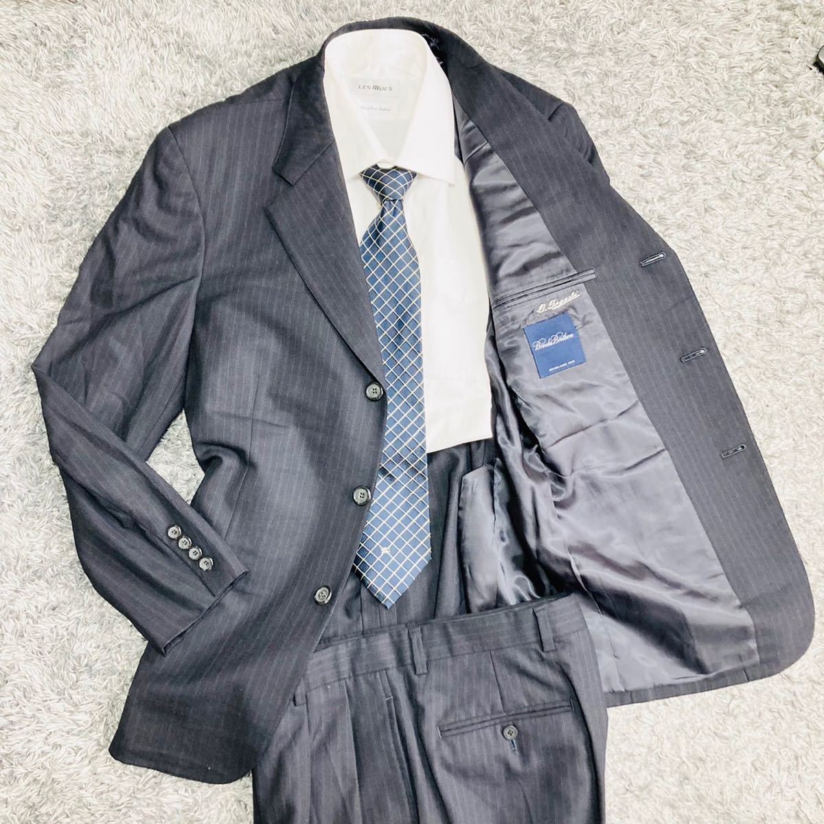 Brooks Brothers スーツセットアップ 41/35W ストライプ ブルックスブラザーズ【一流メーカー】スーツセットアップ ブラック