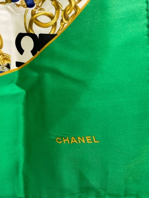 CHANEL シャネル スカーフ 緑 グリーン ココマーク 大判 アクセサリー
