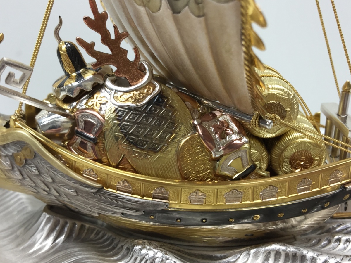 宝船 銀製 関武比古 TAKEHIKO 置物 銀細工 武比古 0 SILVER 9銀製