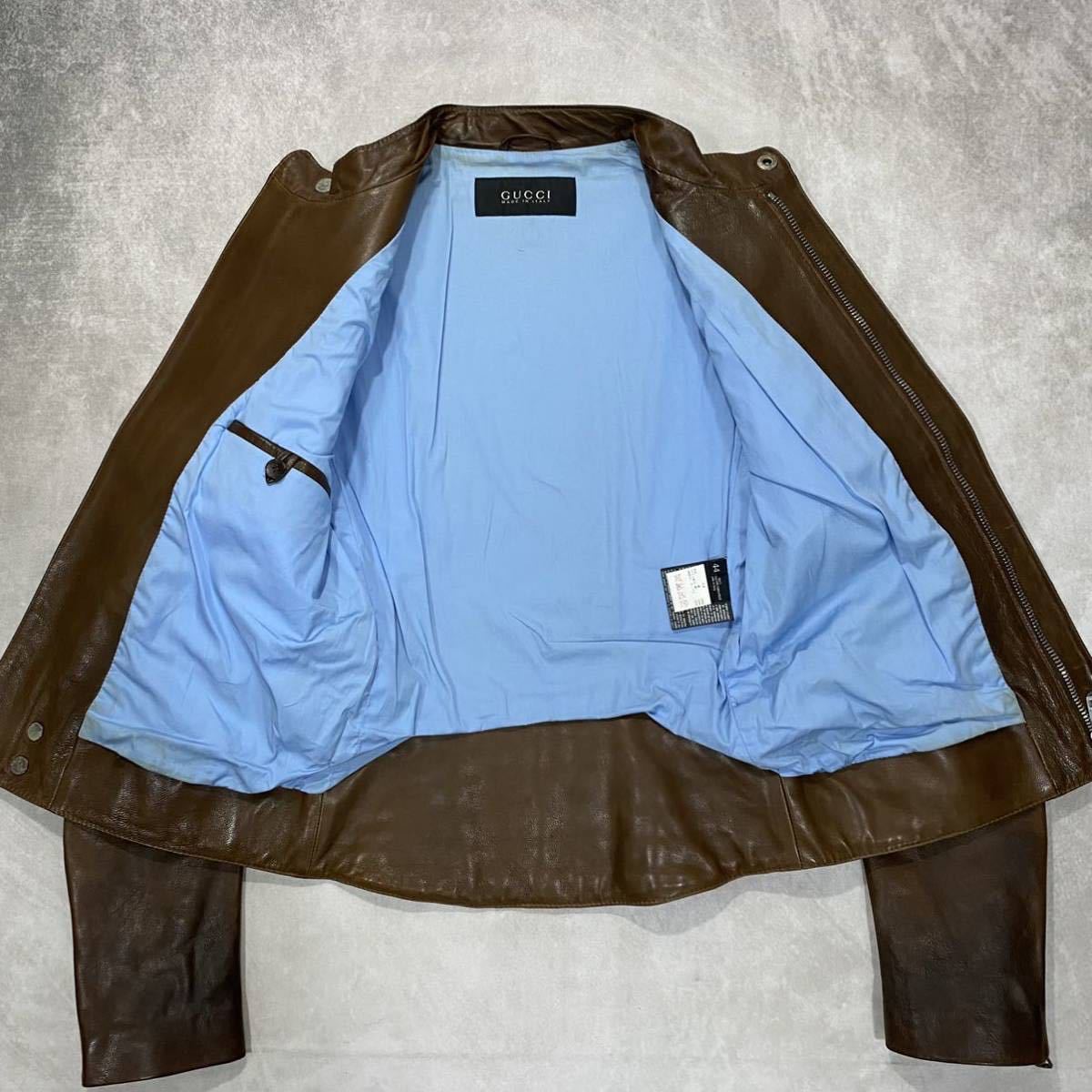 グッチ/GUCCI】ライダース レザージャケット ブルゾン (44/S～M) 伊製
