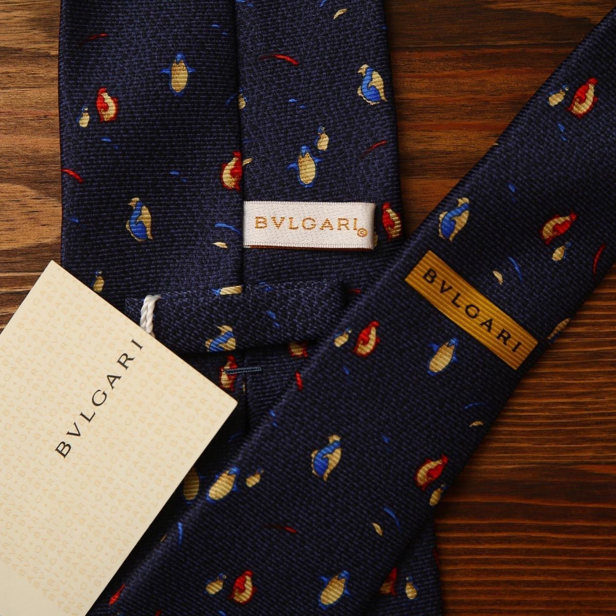 新品未使用]BVLGARI ブルガリ ネイビー 紺 ネクタイ 箱付き 新品