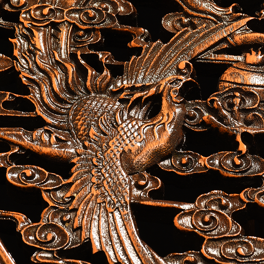 木彫 龍と鳳凰 楠 彫刻 龍 鳳凰 木工 美術(東洋彫刻)｜売買された