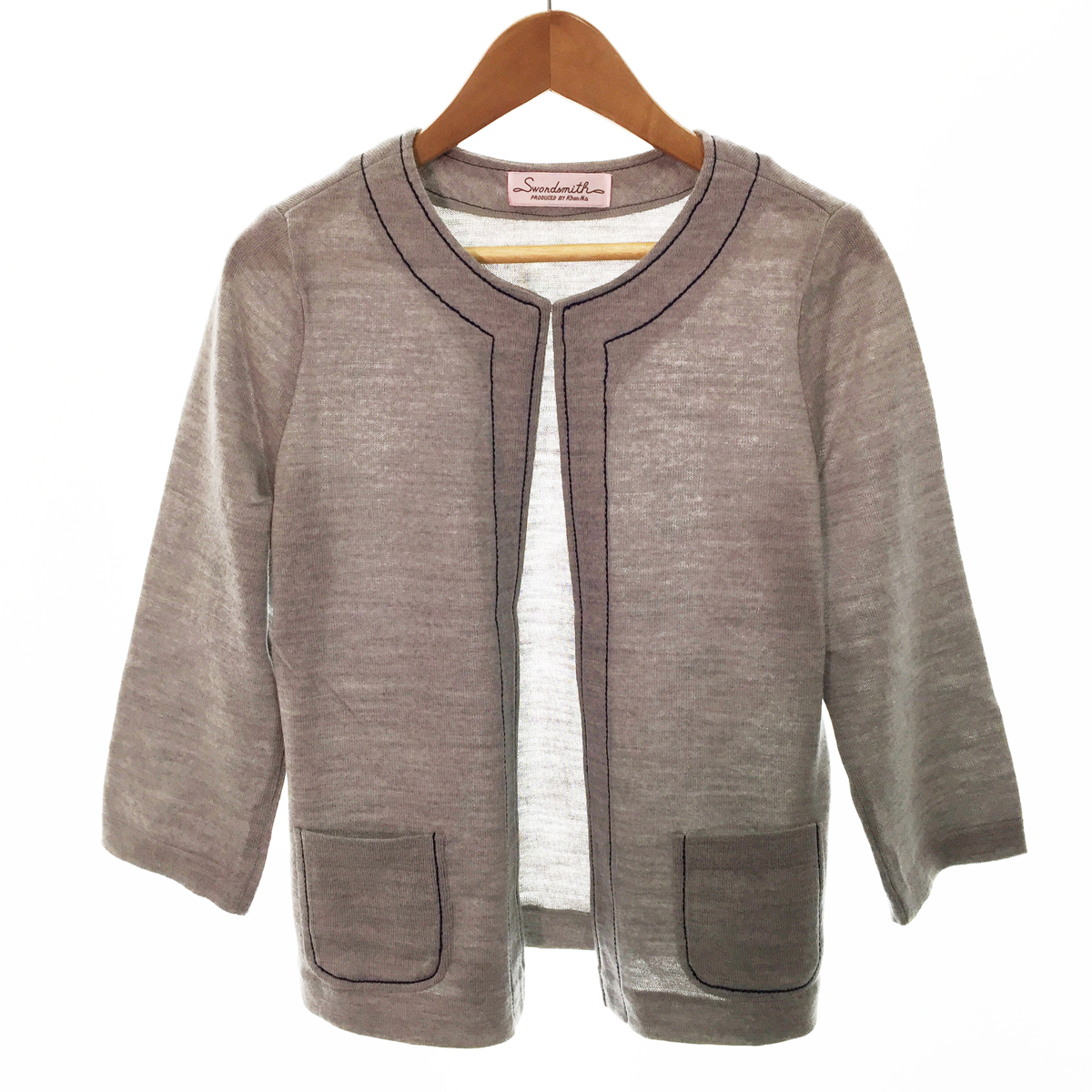 ☆未使用 ソードスミス Swordsmith 7分袖 ノーカラー ニット  