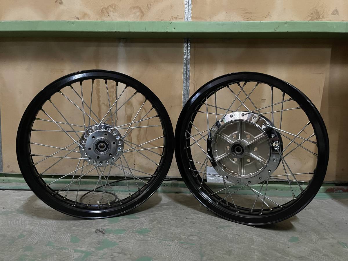 GS400 スポーク ホイール Hリム 黒 前後セット ワイド/メッキ F2.15J