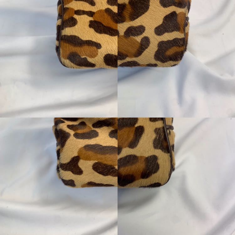 1円【極美品】『幻の逸品』 CELINE がま口 レオパード ハンドバッグ 