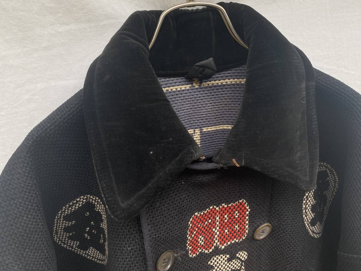 抜群の渋さ 刺し子 SASHIKO 藍染 親方 コート 別珍襟 半纏 ジャパン  