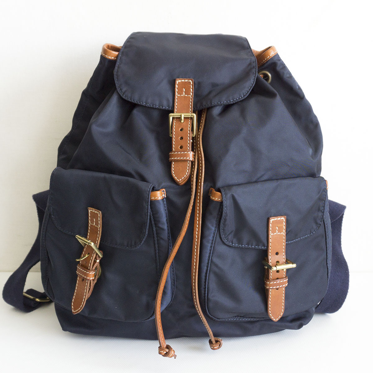 美品】FELISI 【16-62/DS リュック】 ネイビー×ブラウン ナイロン 