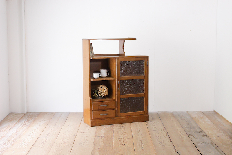 レトロ 扉本箱 本棚 食器棚 ガラス扉 飾り棚 木製 ヴィンテージ 収納