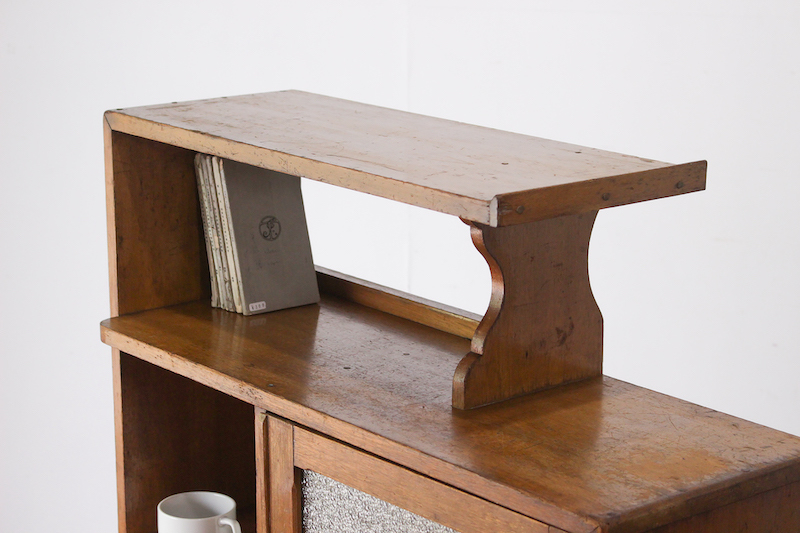 木製 飾り棚 ガラス扉 収納棚 英国アンティークのガラス扉付き本棚、オーク材のおしゃれなブック 中古 昭和 古家具 本棚 ブックシェルフ 食器棚 ガラス扉 収納 クラシカル 和モダン レトロ 無垢 戸棚 キャビネット/小道具