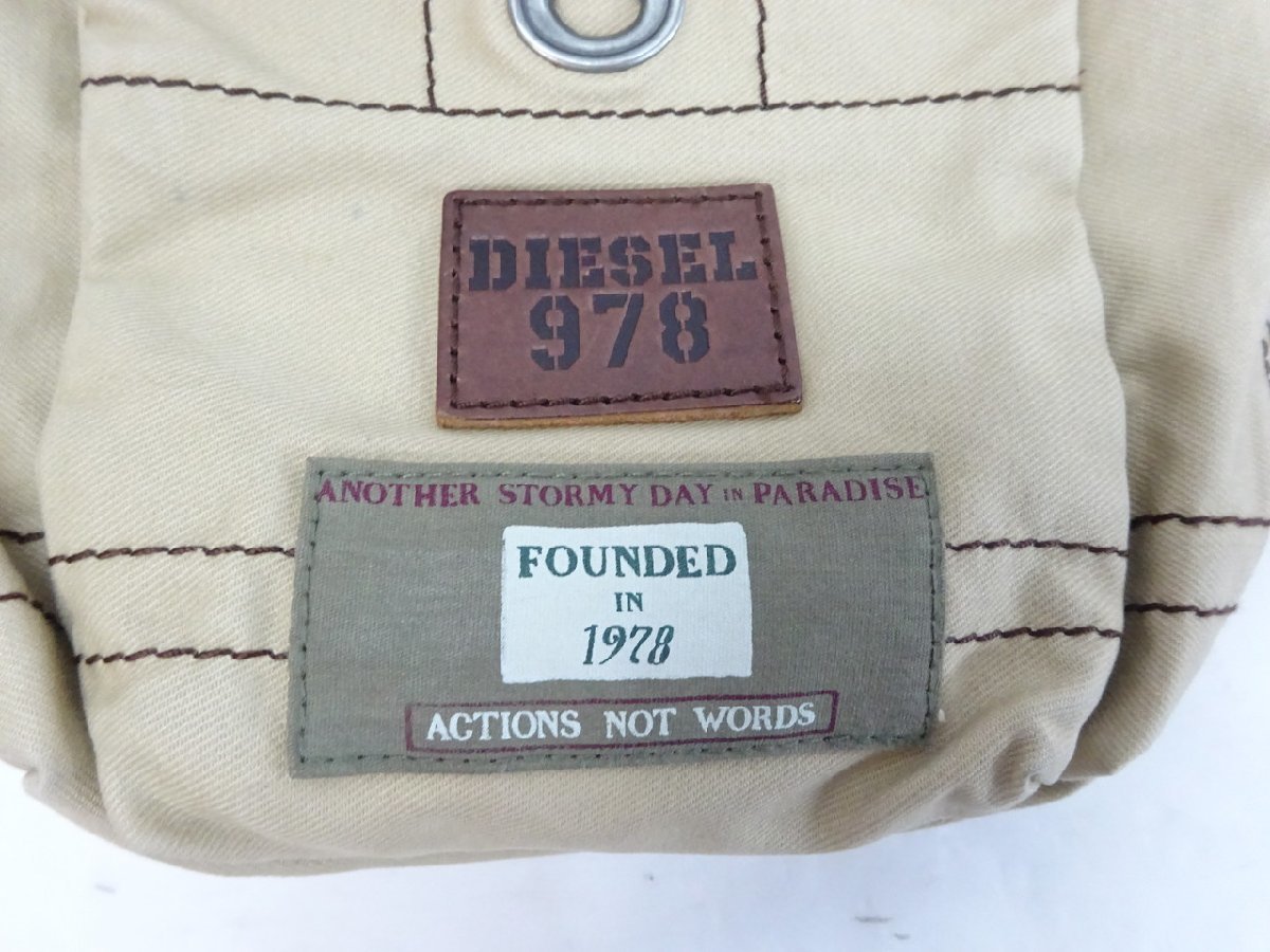 N-2390】DIESEL/ディーゼル 978 ショルダーバッグ カーキ×ブラウン 