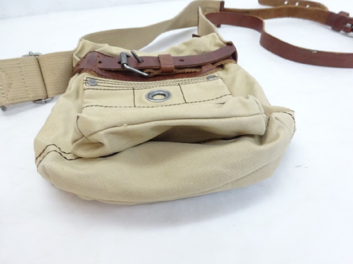 N-2390】DIESEL/ディーゼル 978 ショルダーバッグ カーキ×ブラウン 