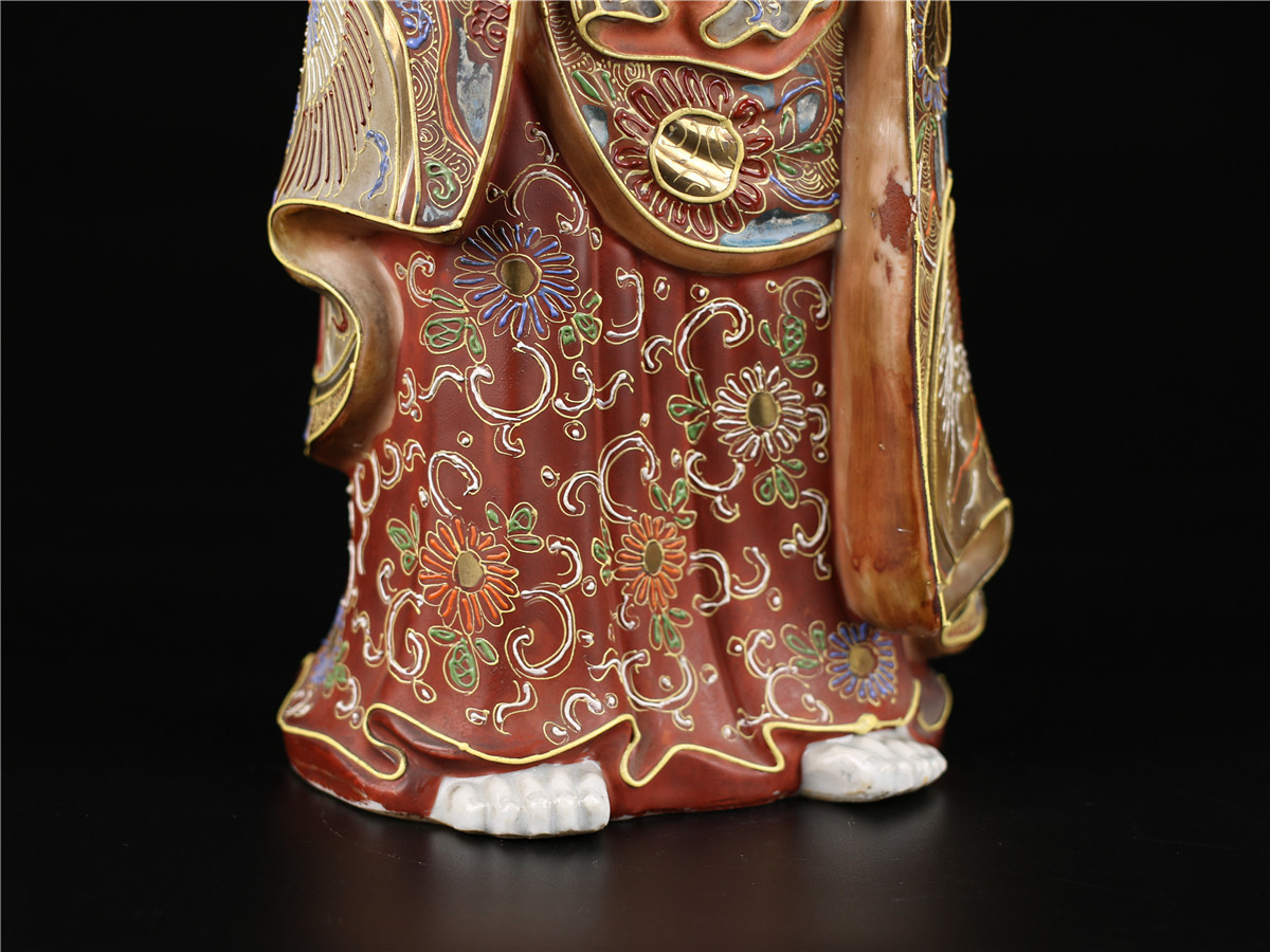 C7594 江戸時代 【古九谷焼】 色絵 観音 置物 高44.5cm／状態いい美品