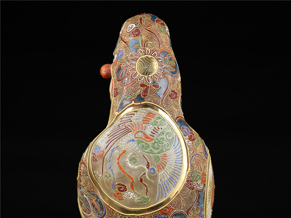 C7594 江戸時代 【古九谷焼】 色絵 観音 置物 高44.5cm／状態いい美品