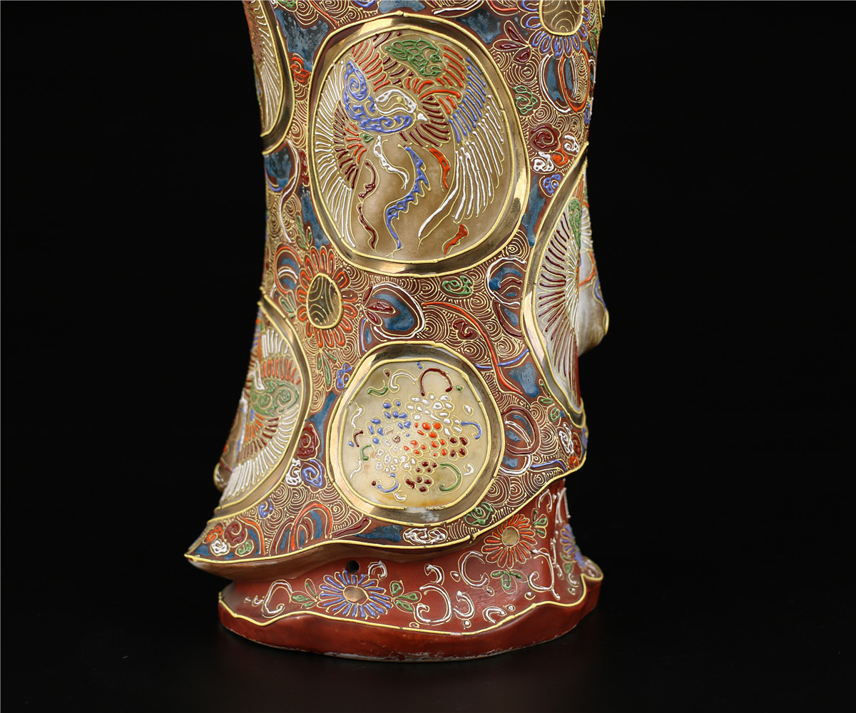 C7594 江戸時代 【古九谷焼】 色絵 観音 置物 高44.5cm／状態いい美品