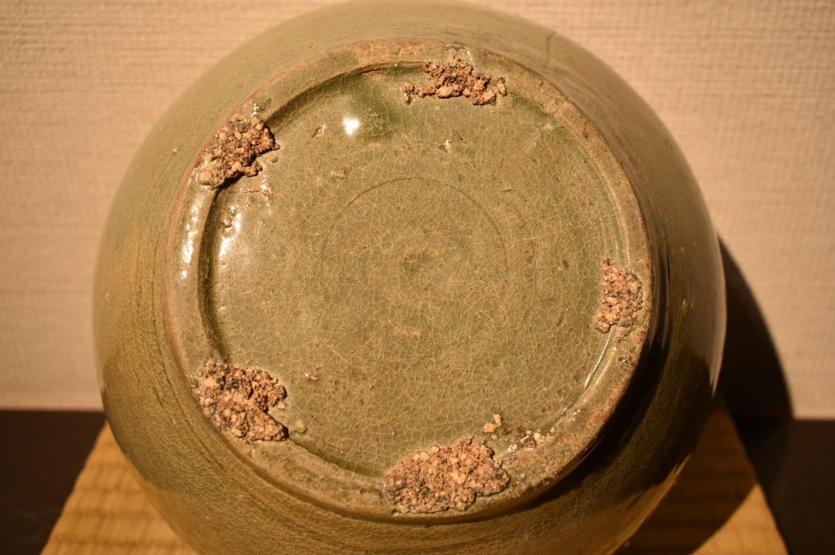 高麗 李朝 花瓶 青磁 ⁄ 高麗青磁 時代 粉青沙器 朝鮮古美術 .