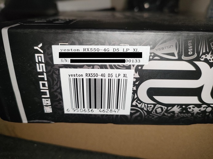 中古美品】Yeston Radeon RX550-4G D5 LP 4GB 1スロット ロー