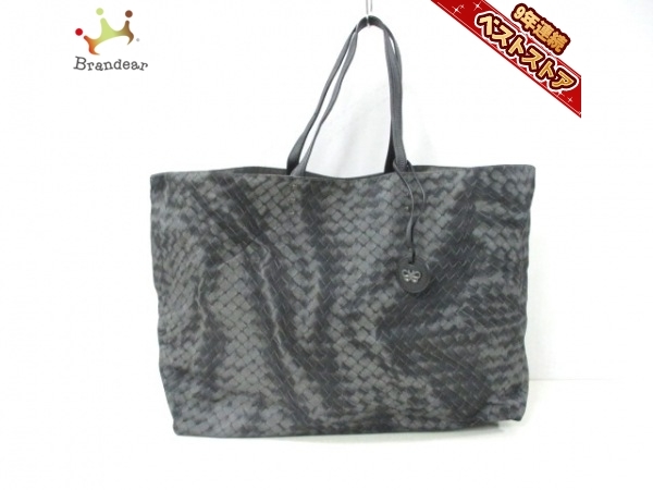  ボッテガヴェネタ BOTTEGA VENETA トートバッグ B05118081F イントレッチオリュージョン ナイロン&times;レザー ダークグレー&times;黒 バッグ(かばん、バッグ)｜売買されたオークション情報、yahooの商 女性用