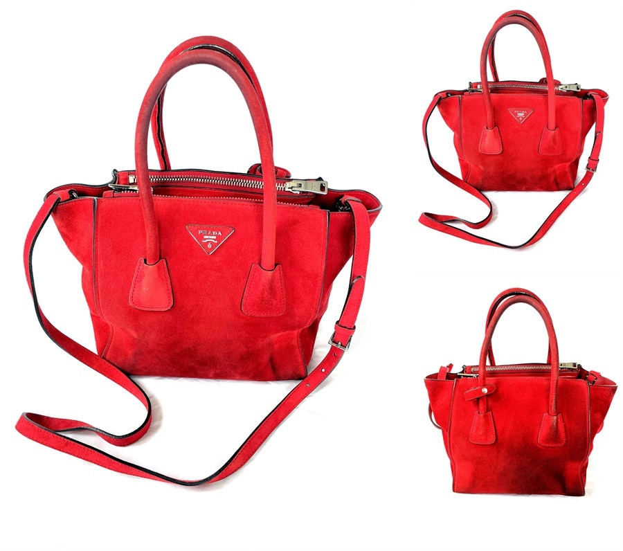 定価30万 ギャラ付き PRADA プラダ プレート ロゴ ワインレッド 