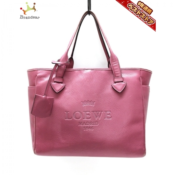 LOEWE　ヘリテージ　レザー　トートバッグ　ピンク系 ロエベ LOEWE トートバッグ ヘリテージ レザー ピンク バッグ 【公式通販】