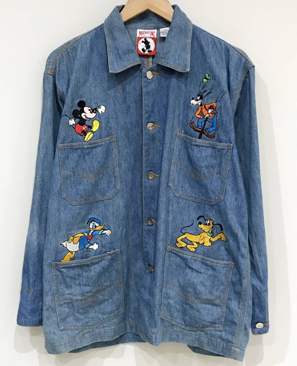 MICKEY,INC デニム ジャケット カバーオール 刺繍 ディズニー ミッキー 