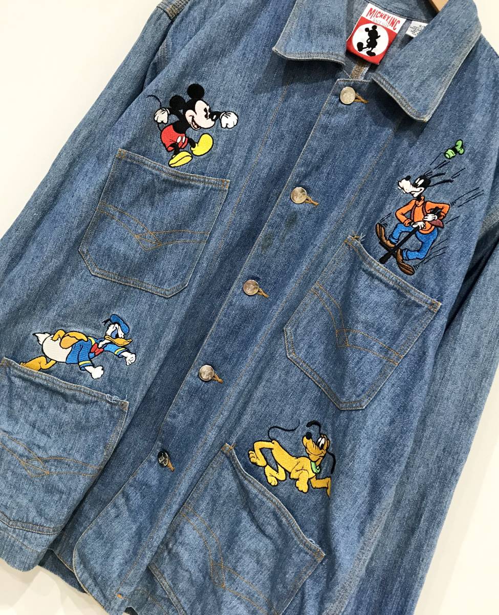MICKEY,INC デニム ジャケット カバーオール 刺繍 ディズニー ミッキー 