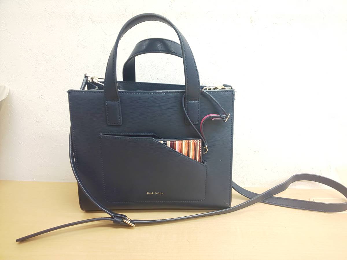 お買い得，100%新品 35778◆Paul Smith ポールスミス 2WAY レザー ハンドバッグ ショルダーバッグ レディース 定期入れ