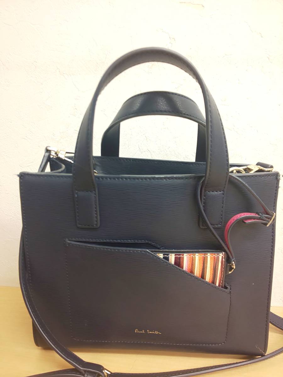 お買い得，100%新品 35778◆Paul Smith ポールスミス 2WAY レザー ハンドバッグ ショルダーバッグ レディース 定期入れ