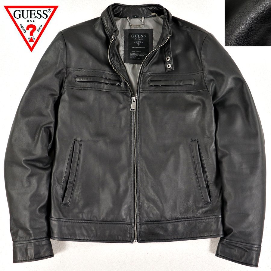 相場価格10万円 美品 GUESS ゲス 羊革 ラムレザー スポーツジャケット 