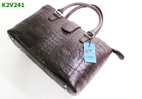 ○佐川急便100サイズ K2V241 バッグ ハンドバッグ クロコ 茶 現状品