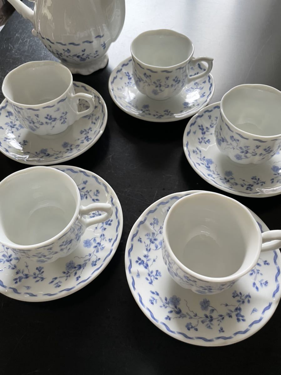 アンティーク☆陶器☆PANSY CHINA☆ティーポット&コーヒーカップ☆5客 