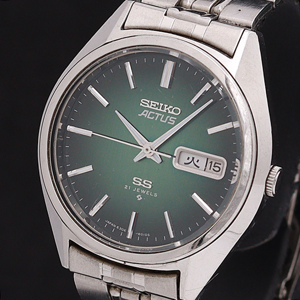 1円☆稼働☆【セイコー】アクタス SS 21石 6306-8020 グリーン系文字盤 