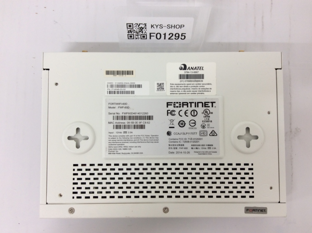 3台セット 初期化済み FORTINET FortiWiFi-60D 搭載OS v5.0，build0318