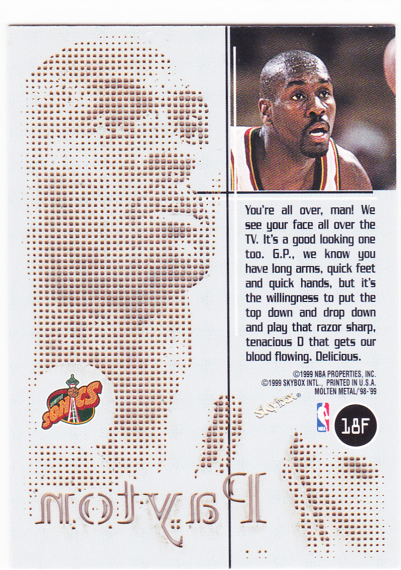 1998-99 SKYBOX MOLTEN METAL Gary Payton Heavy Metal Fusion #18F  