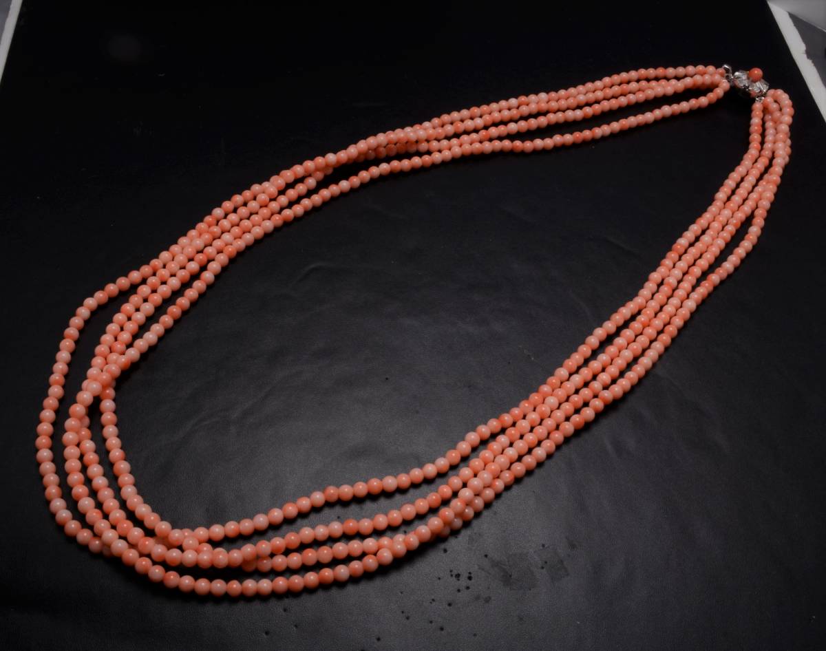 ネックレス 珊瑚 至高の逸品☆アンティーク - 3連・ロングネックレス 