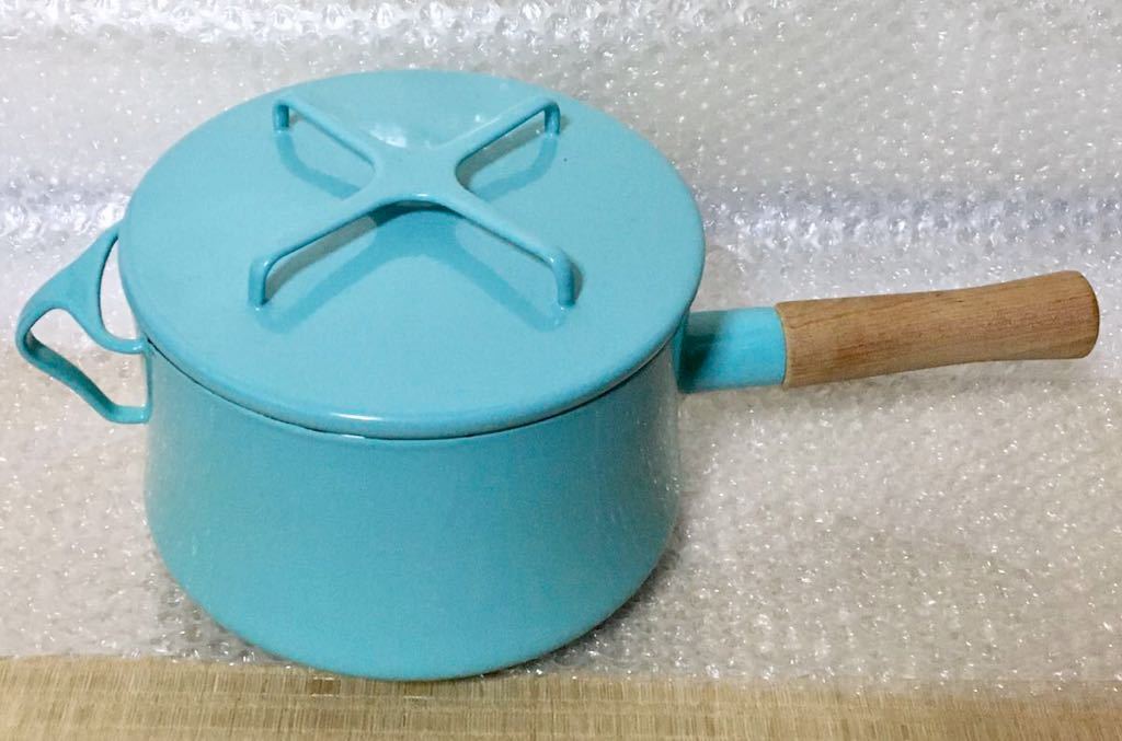 【中古】DANSK Kobenstyle JHQ ダンスク コベンスタイル ホーロー 片手鍋 深型 琺瑯鍋 北欧スタイル 18cm 3.2L IH対応 ターコイズ 可愛いい