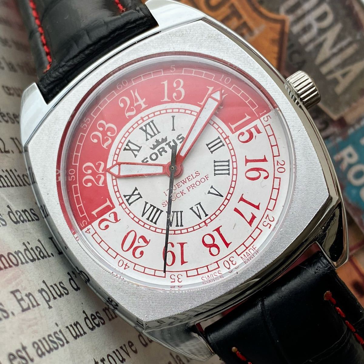 中古　fortis フォルティス　手巻き　レア！！　B 激レア】美品 フォルティス FORTIS メンズ 機械式 腕時計 手巻き