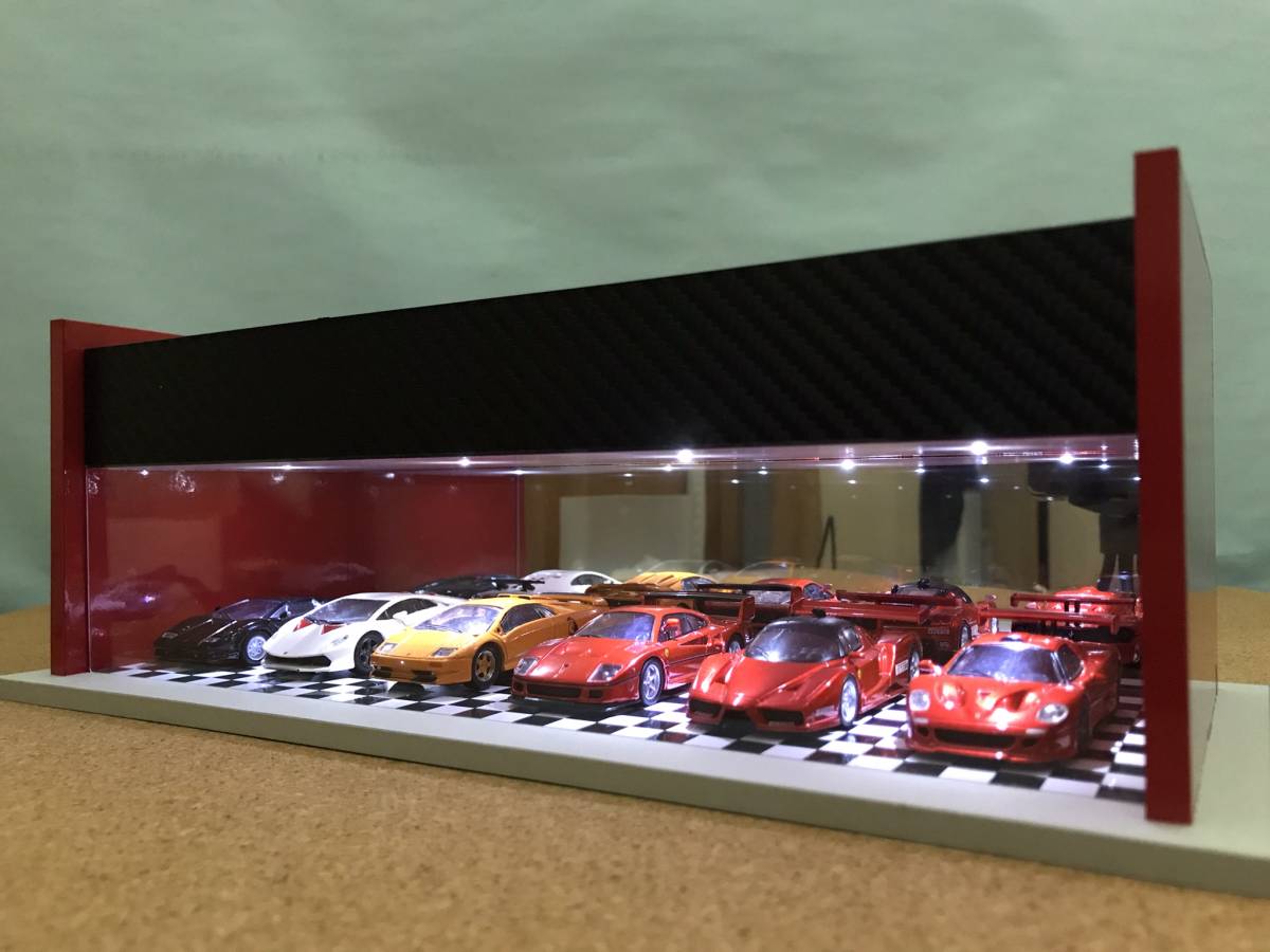ミニカー専用ジオラマ：1/64 ガレージタイプショールーム（光沢レッド