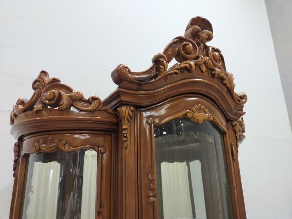 展示品 美品 イタリア製 キュリオケース ガラスキャビネット 金彩装飾 i4※ イタリア レオナルド 1ドア ガラスキャビネット キュリオケース