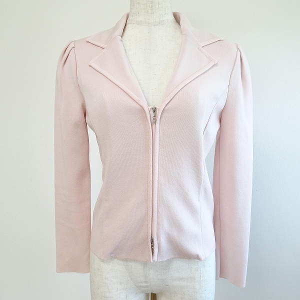 anc ルネ Rene ジャケット 36 ピンク系 ニット ジップアップ  