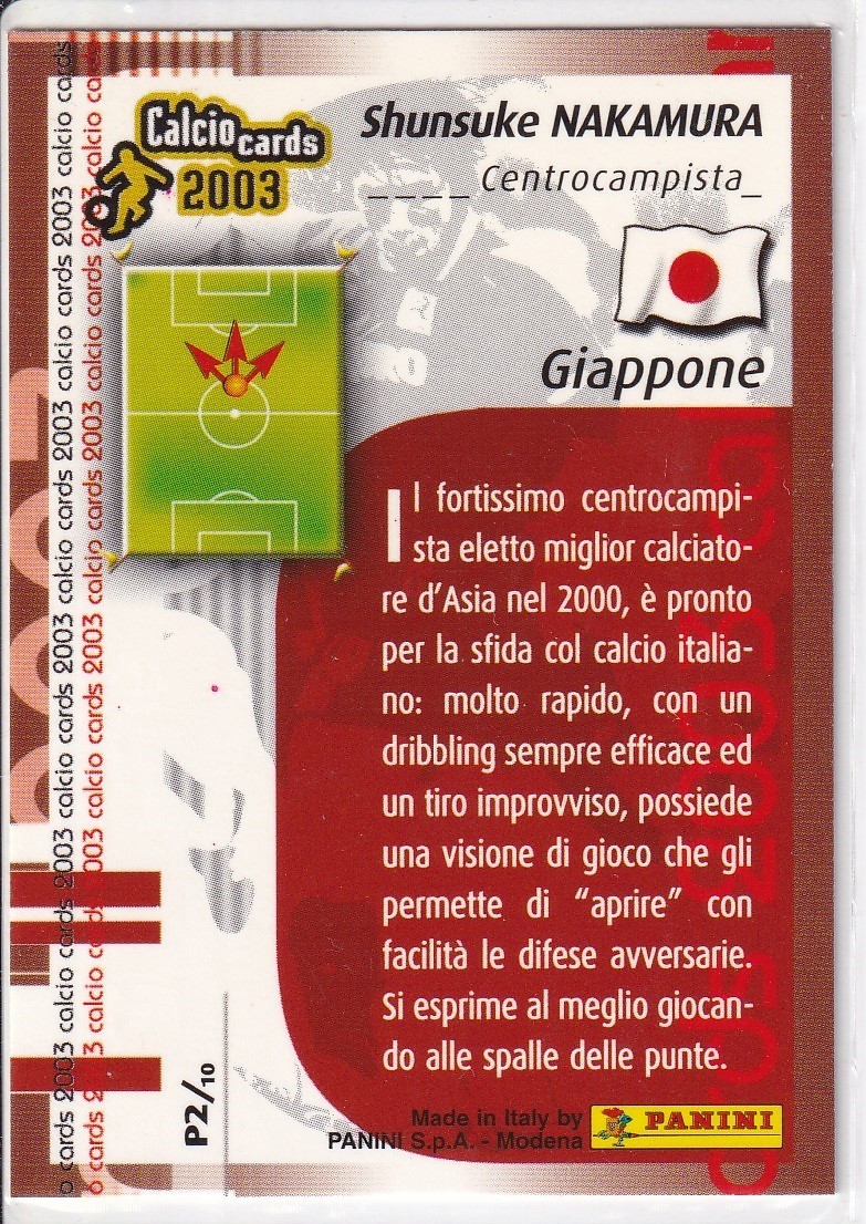 中村俊輔/ルーキーカード☆PANINI Calcio Cards 2003☆Shunsuke 