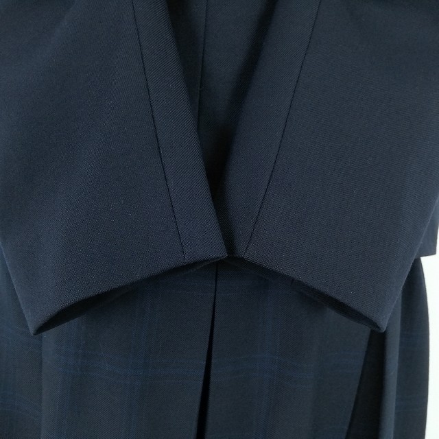 1円 イートン ベスト チェックスカート リボン 等 上下5点セット 指定 165A 冬物 長袖 東海大学付属相模中学高校 紺 中古 ランクB EY6211_3